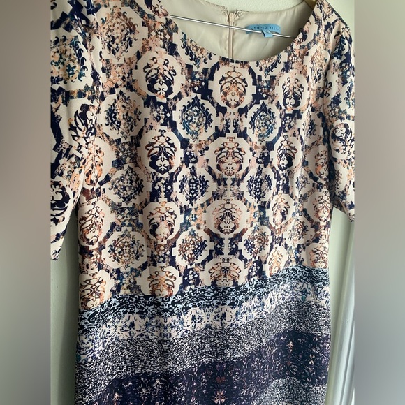 ANTONIO MELANI New Blush Pink Blue Print Sheath Dress With Sleeves Size 10 NWOT - Picture 6 of 13